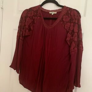 Elegant Burgundy Lace Women's Top